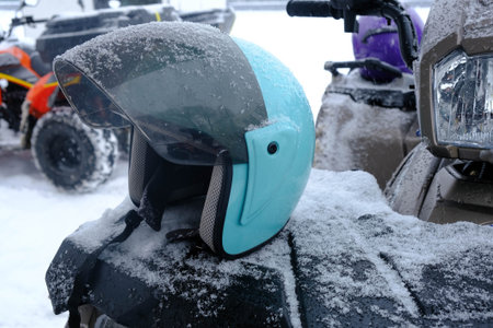 helmet sitting on atv quad bike
