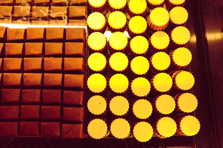 a lot of variety chocolate pralinesの写真素材