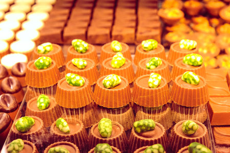 a lot of variety chocolate pralines