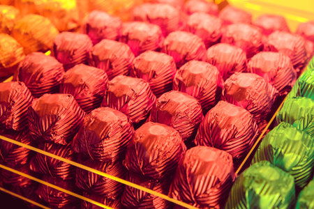 a lot of variety chocolate pralinesの写真素材