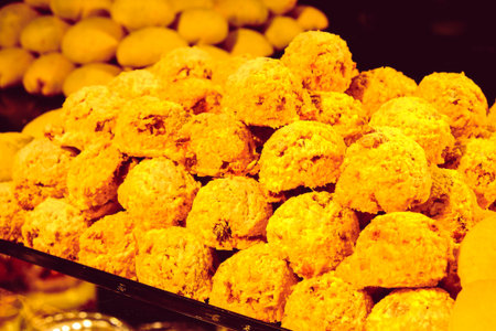 Group of associated cookies. Chocolate chip, oatmeal raisin, white chocolateの写真素材