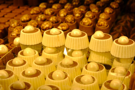 a lot of variety chocolate pralinesの写真素材