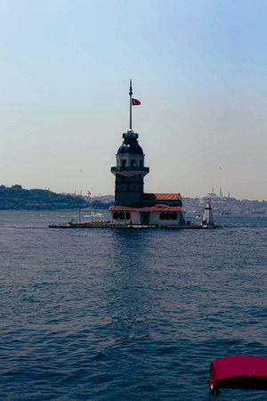 The Maiden's Tower, Istanbul, Turkey; Maiden's Tower also known as Leander's Tower (Tower of Leandros)の写真素材