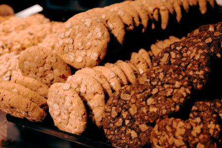 Group of associated cookies. Chocolate chip, oatmeal raisin, white chocolate
