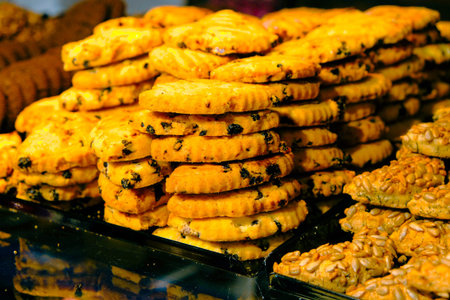 Group of associated cookies. Chocolate chip, oatmeal raisin, white chocolate
