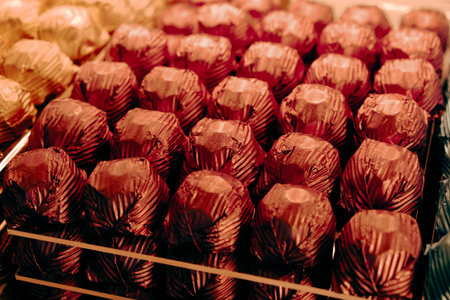 a lot of variety chocolate pralinesの写真素材
