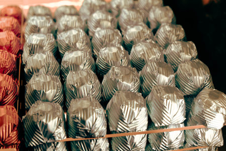 a lot of variety chocolate pralinesの写真素材