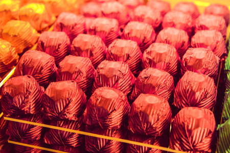 a lot of variety chocolate pralinesの写真素材