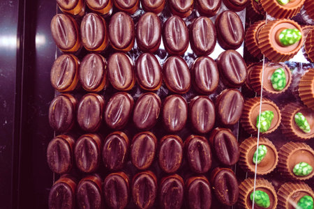 a lot of variety chocolate pralines
