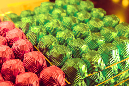 a lot of variety chocolate pralinesの写真素材