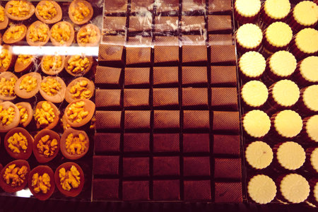 a lot of variety chocolate pralinesの写真素材