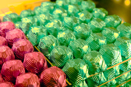 a lot of variety chocolate pralinesの写真素材