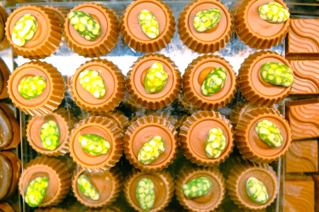 a lot of variety chocolate pralinesの写真素材