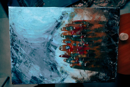 Hand Painted Grunge Texture Background, Vintage and Rustic Oil Painting Effects for Artistic Designの写真素材