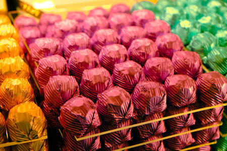 a lot of variety chocolate pralinesの写真素材