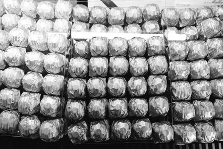 a lot of variety chocolate pralinesの写真素材