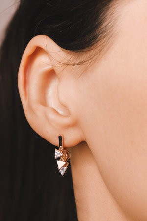 Beautiful Diamond Earrings with Gold Setting
