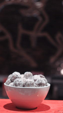 a lot of variety chocolate pralinesの写真素材