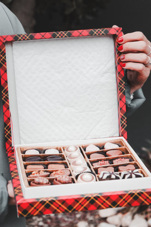 a lot of variety chocolate pralinesの写真素材