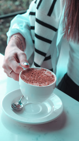 A perfect cup of coffee to start your dayの写真素材