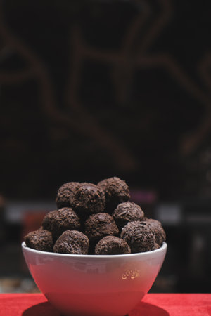 a lot of variety chocolate pralinesの写真素材