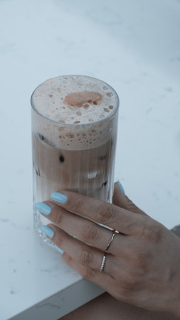 Classic coffee served in a simple mugの写真素材