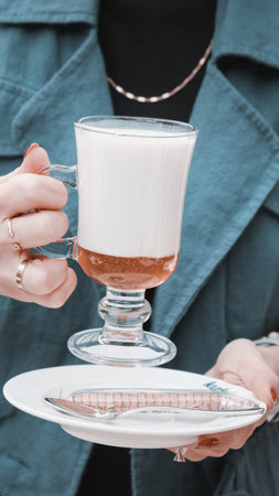 Classic coffee served in a simple mugの写真素材