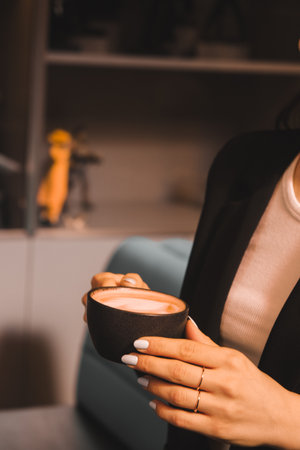 A steaming cup of coffeeの写真素材