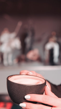 Classic coffee served in a simple mugの写真素材