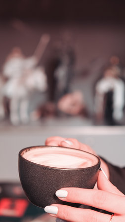 Relaxing coffee break with a hot drinkの写真素材