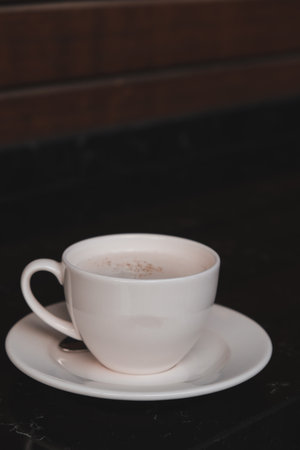 Classic coffee served in a simple mugの写真素材