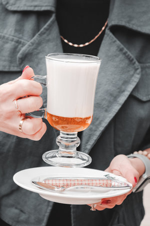 Relaxing coffee break with a hot drinkの写真素材