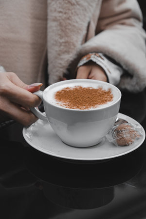 A cup of coffee that's here to make your day brighterの写真素材