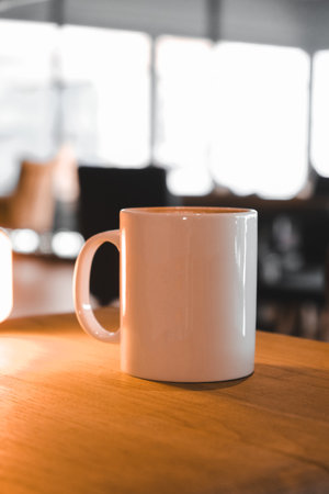 Classic coffee served in a simple mugの写真素材
