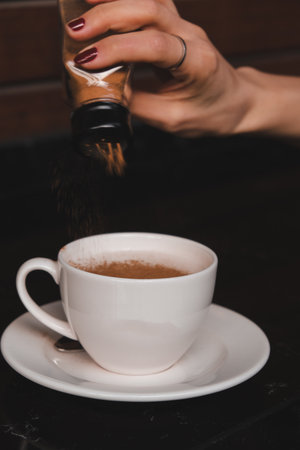 Relaxing coffee break with a hot drinkの写真素材