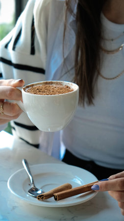 A cup of coffee that's here to make your day brighterの写真素材