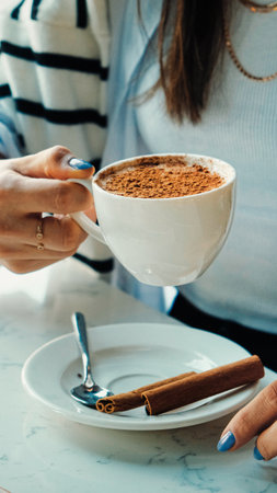 A delightful cup of coffee for any time of the dayの写真素材