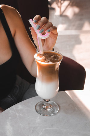 Relaxing coffee break with a hot drinkの写真素材