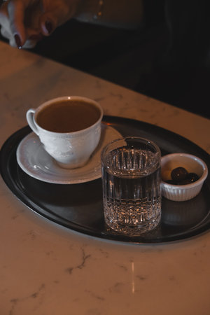 Relaxing coffee break with a hot drinkの写真素材