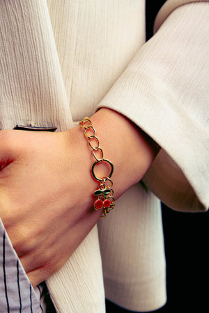 Beautiful golden jewelry with precious stones and diamonds