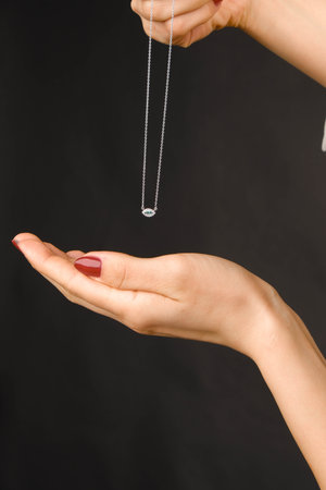 Elegant Gold and Diamond Pendant Necklacesの写真素材