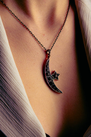 stylish jewelry like silver, gold, diamonds, precious stones.