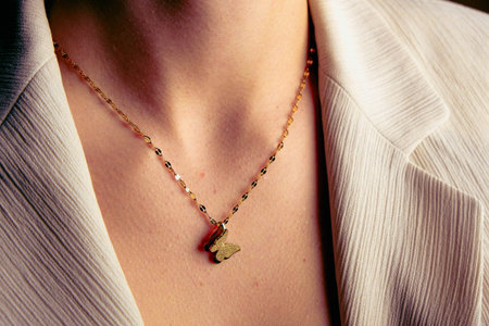 Beautiful golden jewelery with precious stones and diamondsの写真素材