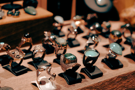 Beautiful Diamond Earrings with Gold Settingの写真素材