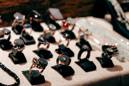 Elegant Gold and Diamond Rings with Gemstonesの写真素材