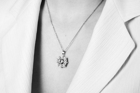 Elegant Gold and Diamond Pendant Necklacesの写真素材