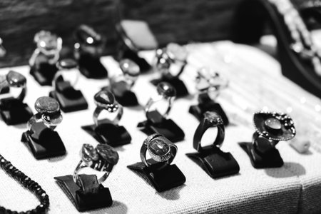 Handcrafted Luxury Jewelry with Diamonds and Goldの写真素材