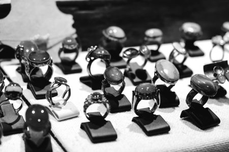 Elegant Gold and Diamond Rings with Gemstonesの写真素材