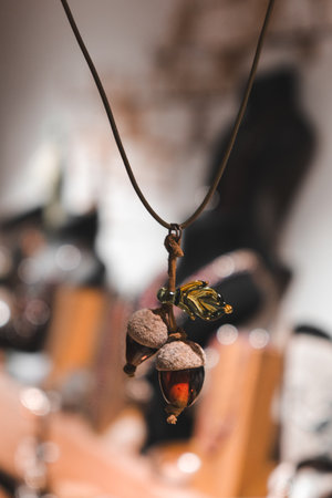 Beautiful golden jewelery with precious stonesの写真素材