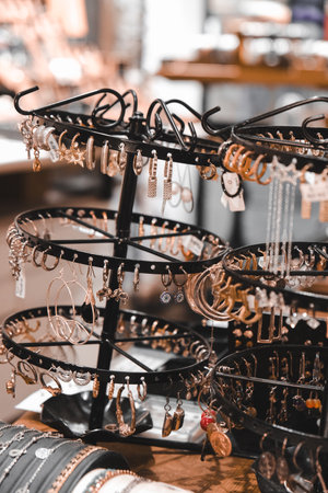 stylish jewelry like silver, gold, diamonds, precious stones.の写真素材